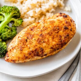 Healthy air fryer chicken breast on a plate