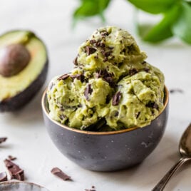 scoops of chocolate avocado ice cream