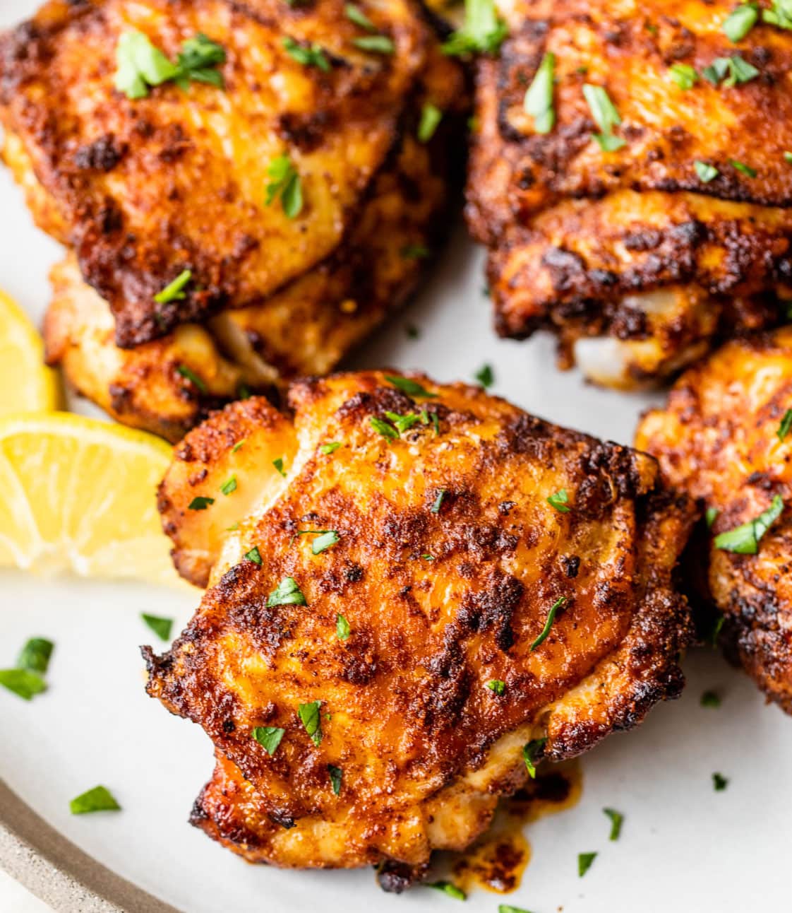 The best air fryer chicken thighs on a plate