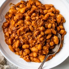 a bowl of the best boston baked beans recipe
