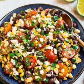 Black bean corn salad with feta and tomatoes