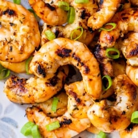 Juicy grilled shrimp on a plate