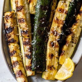 simple grilled zucchini on a plate