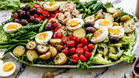 A platter of healthy nicoise salad recipe