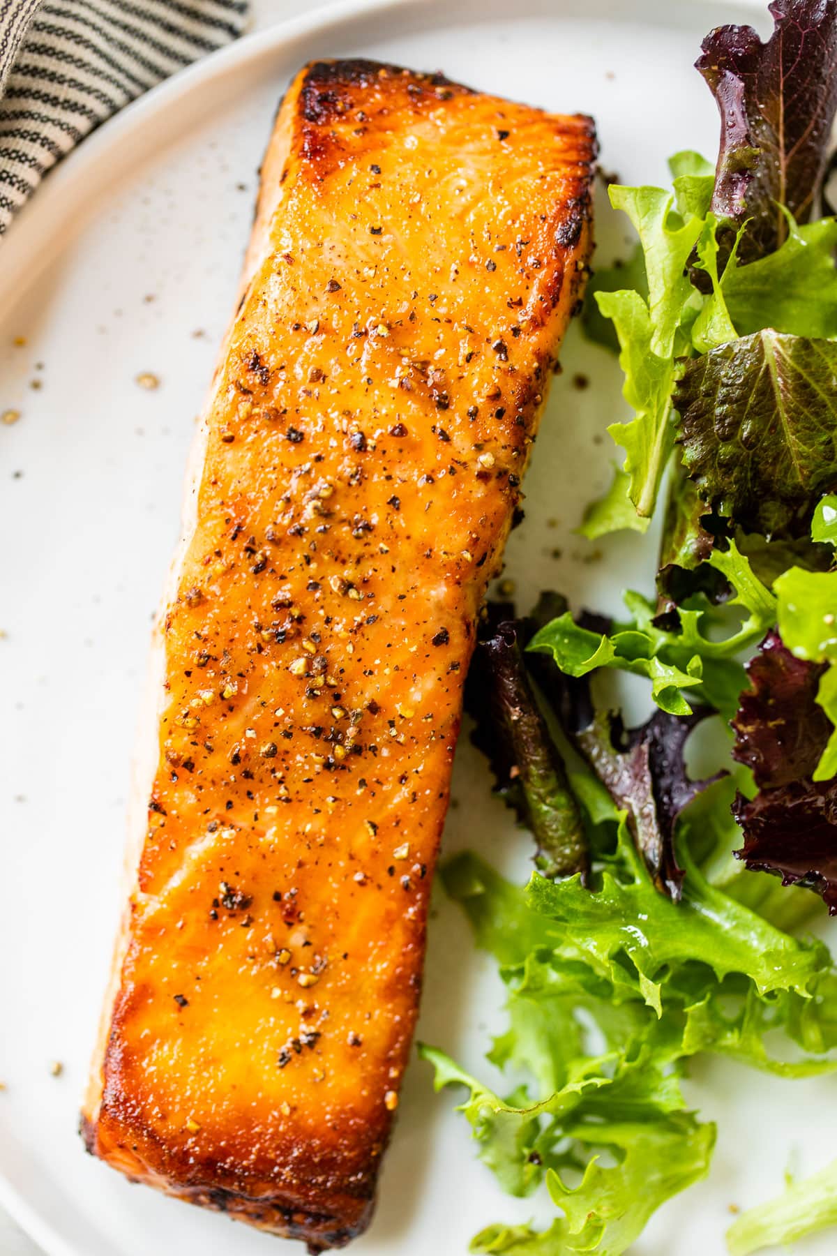 Easy air fryer salmon on a plate