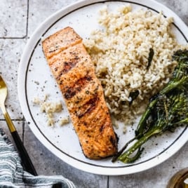 easy and quick grilled salmon recipe on a plate