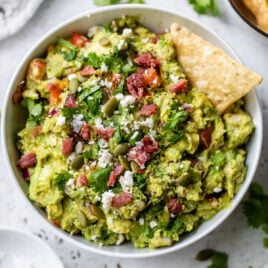a white bowl with easy homemade guacamole