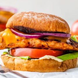 Grilled Chicken Sandwiches with healthy toppings on a bun