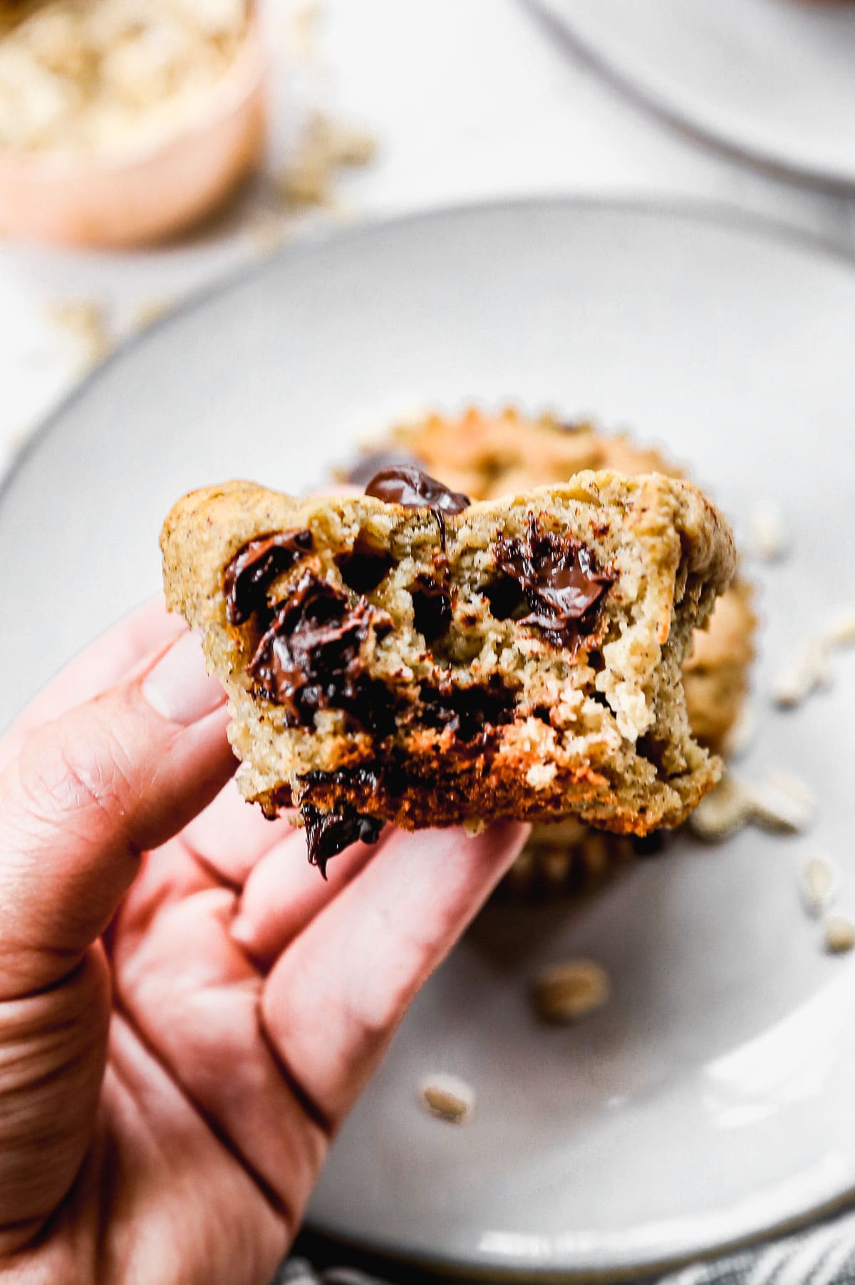 banana oatmeal muffins with chocolate chips
