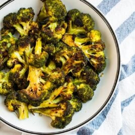 Roasted broccoli in a bowl
