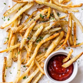 Air fryer french fries with ketchup