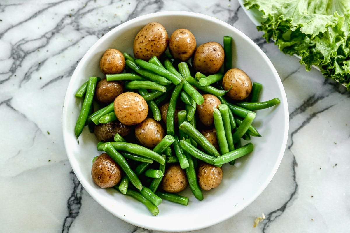 Potatoes and green beans in a bowl