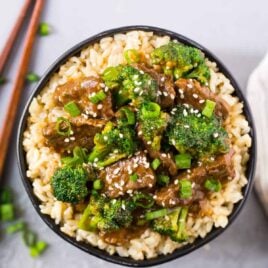 Healthy Instant Pot Beef and Broccoli. Tender beef in the most flavorful Mongolian sauce. EASY and delicious! One of the best pressure cooking recipes. Serve with rice or try cauliflower rice to make it low carb!