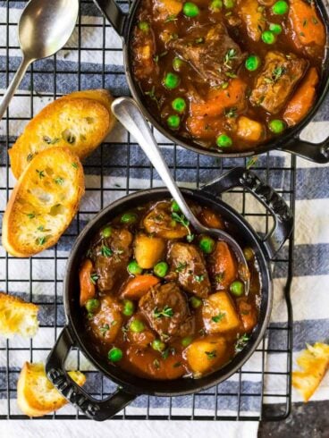 Easy, healthy Instant Pot Beef Stew. Fall-apart tender beef in the most flavorful sauce! Loaded with veggies, Paleo, gluten free, and Whole 30 friendly.