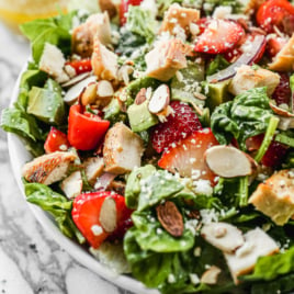 healthy grilled chicken salad recipe in a large bowl