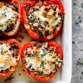 Beef and cheese stuffed peppers